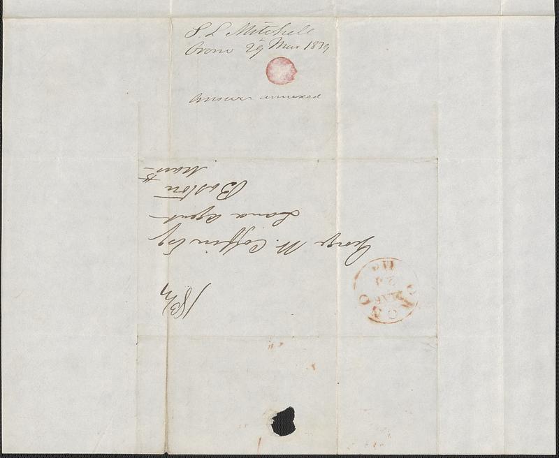 S.L. Mitchell to George Coffin, 29 March 1839 - Digital Commonwealth