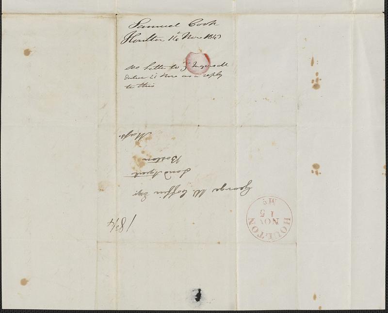 Samuel Cook to George Coffin, 14 November 1843 - Digital Commonwealth