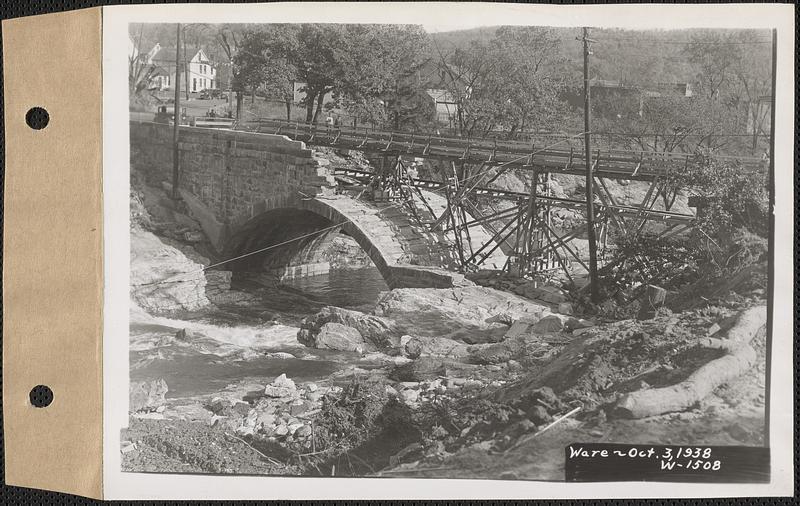 Ware River, temporary foot bridge on East Street, Ware, Mass., Oct. 3