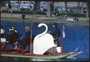 Partial view of Swan Boat on pond, Boston Public Garden