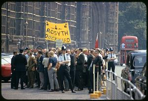 "Rosyth Dockyard" demonstration outside Palace of Westminster, London