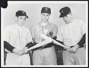 Starting Outfield at Newton High. Paul Weinbaum Right field Steve Jones left Dave Connor center.