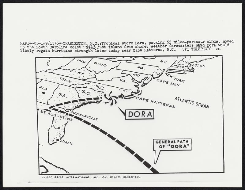 Tropical storm Dora, packing 65 milesperhour winds, moved up the