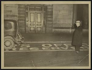 Reserved parking space for Mansfield etc., sign in street back of City Hall