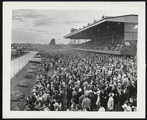 Wonderland Attracts Thousands of Sport Fans. One section of the thousands of greyhound racing fans which have watched America’s most noted canine speedsters in action at Wonderland, Revere. The 1949 meeting gets under way tomorrow night.