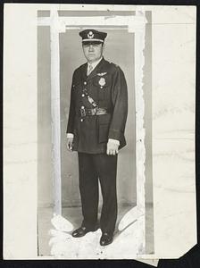 Lieutenant Ruth New York Police Reservist. Babe Ruth has adopted another uniform besides that of the Yanks. The Bambino was sworn into the New York Police Reserves yesterday and is here shown in his striking uniform, wearing the wings of the air-force which branch he selected. Ruth joins to promote athletics in the New York Department.
