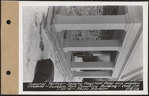 Contract No. 116, Quabbin Park Cemetery Building, Ware, memorial portico, showing flagstone floor and wooden columns, Ware, Mass., Jan. 22, 1941