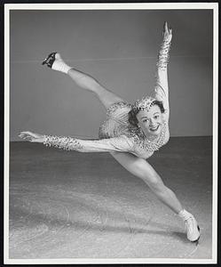 Watch Your Edges -- Betty Schalow of St. Paul has been nominated by skating critics as the best woman skater on the ice. She will be featured by Shipstads and Johnson in their new and enlarged Ice Follies of 1954 as "The Dream Girl" in "Dreams Come True" , a highly spectacular production sequence. The all new Ice Follies comes for its annual stay at the Boston Garden Arena starting Tuesday night, Feb. 16th. Boston College High Alumni association is sponsoring the premiere for the building fund.