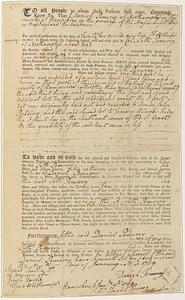 Deed of sale to Seth Pomeroy from Daniel Pomeroy for purchase of land in Hatfield