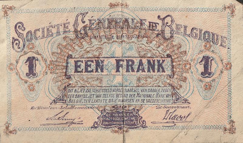 Een frank, Belgian currency