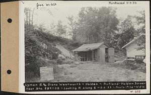 Lyman and Diana Wentworth, shed, Rutland-Holden Sewer near Station 289+08, looking north along center line, Holden, Mass., Jun. 5, 1933