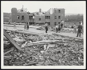 Tornadic Fury ploughed through these brick and steel buildings of the Curtis Veterans Project in Great Brook Valley, Worcester. Many other buildings of the project, not shown, were similarly damaged.