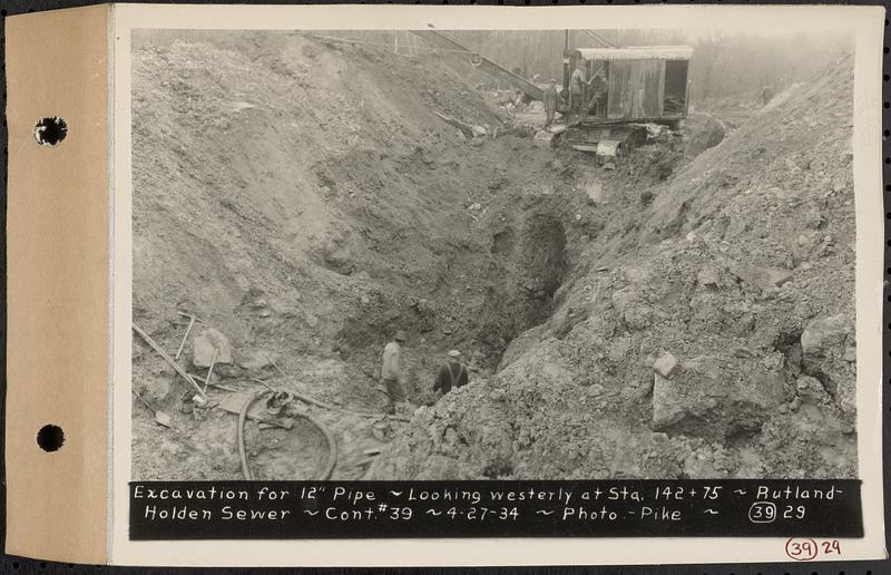 Contract No. 39, Trunk Line Sewer, Rutland, Holden, excavation for 12
