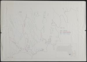 Outline map of the coastal area of Bristol County, Mass. showing wetlands, political boundaries, and ponds & streams