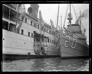 SS Boston rammed by tanker off Newport, R.I.