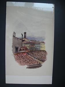 Houses viewed from above clay tile roof top
