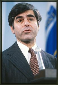 Boston: 1983 - State Hs - Gov. Mike Dukakis at a news conference