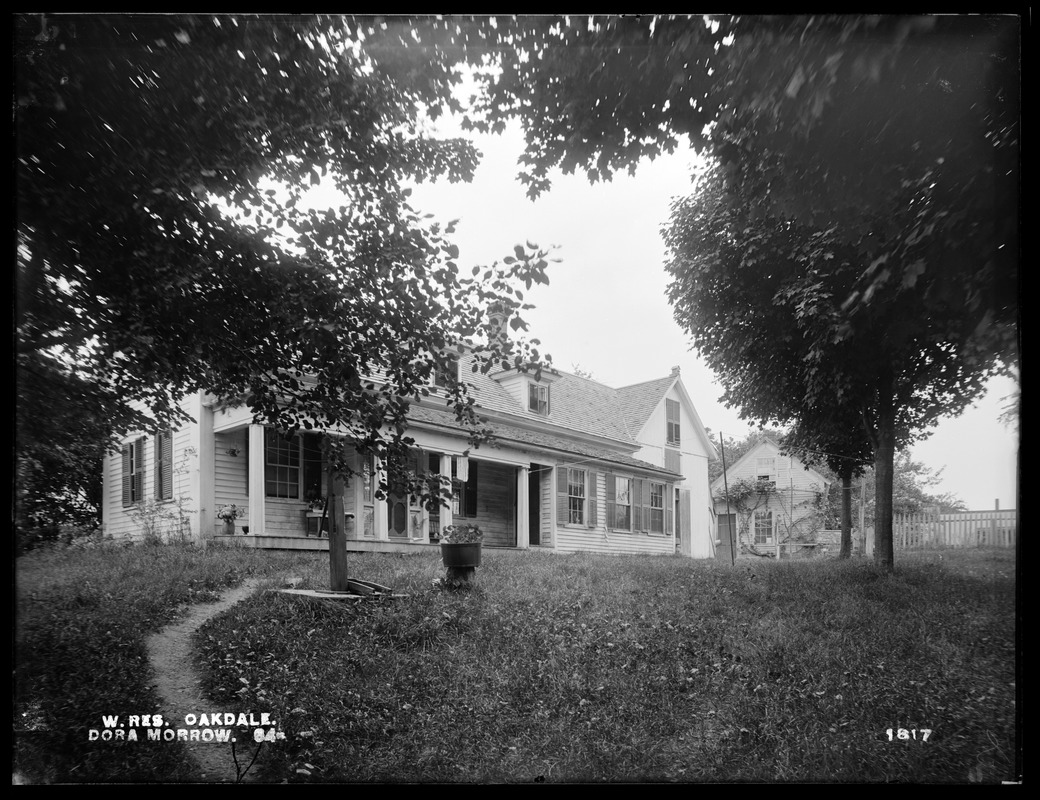 Wachusett Reservoir, Dora Morrow's house, on the northerly side of Laurel Street, from the southeast, Oakdale, West Boylston, Mass., Jun. 24, 1898