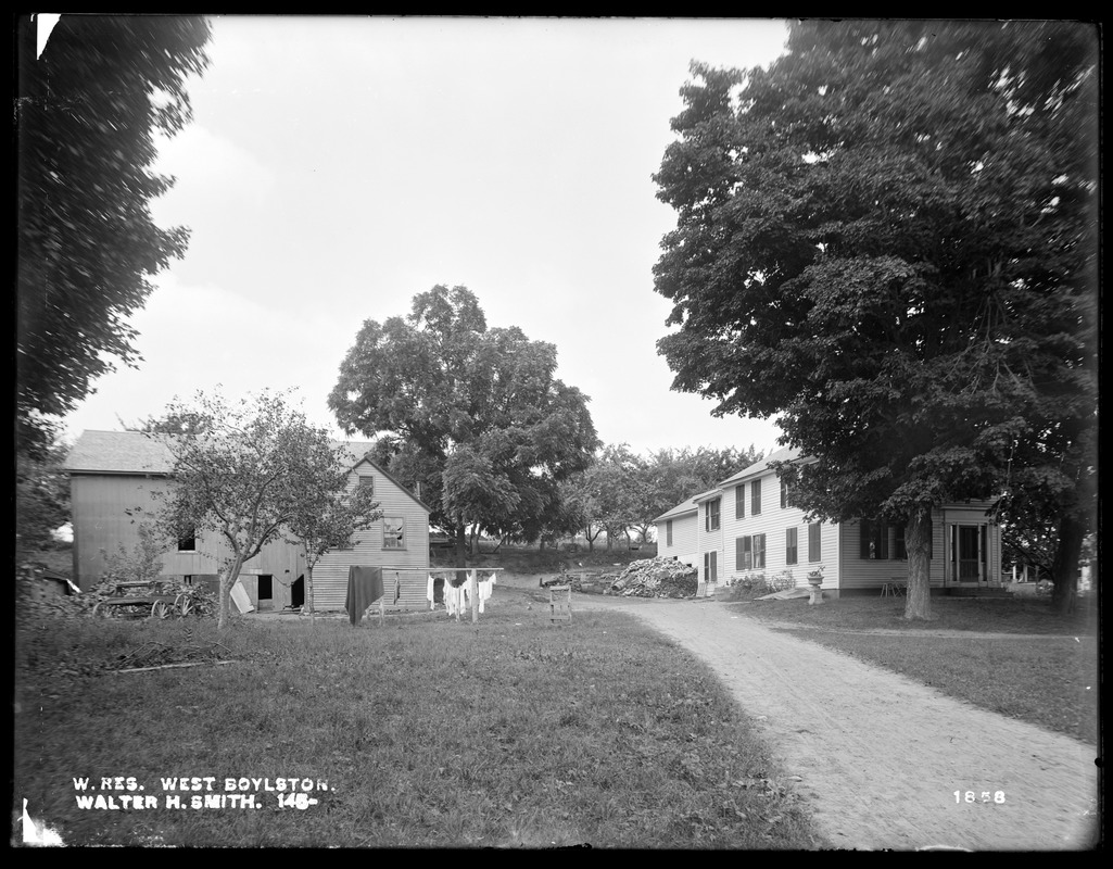 Wachusett Reservoir, Walter H. Smith's buildings, on the westerly side of Central Street, from the southeast, West Boylston, Mass., Jun. 27, 1898