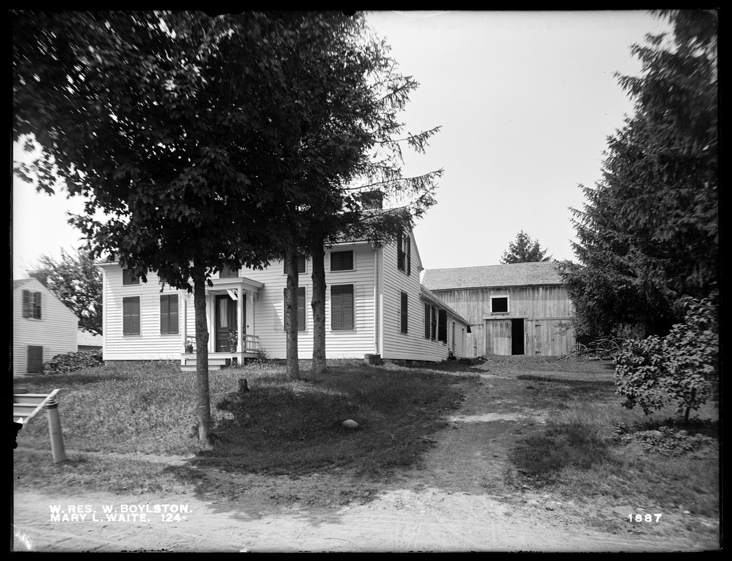 Wachusett Reservoir, Mary L. Waite's buildings, on the westerly side of Central Street, from the northeast, West Boylston, Mass., Jul. 30, 1898