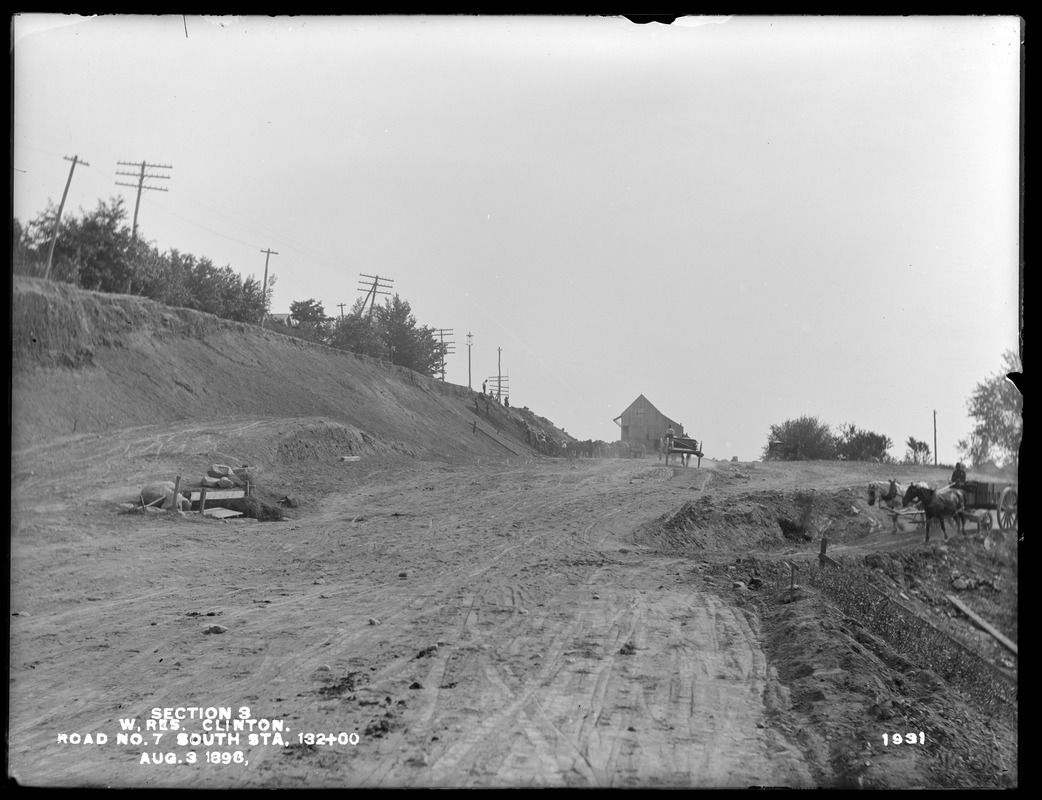 Wachusett Reservoir, cut, Section 3, Road No. 7, looking south from station 132+00, Clinton, Mass., Aug. 3, 1898