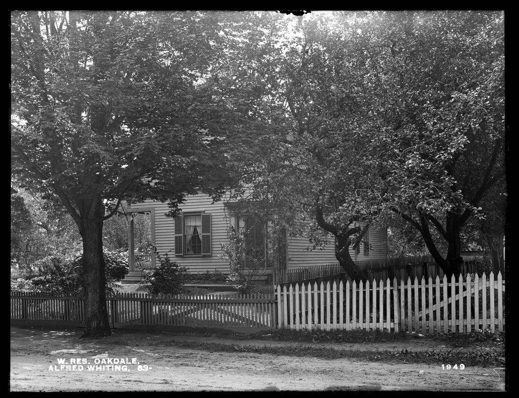 Wachusett Reservoir, Alfred Whiting's house, on the southerly side of Holden Street, from the northwest, Oakdale, West Boylston, Mass., Aug. 12, 1898