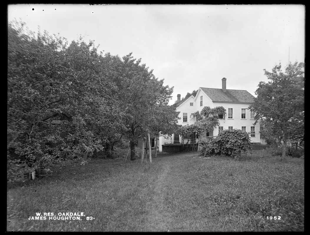 Wachusett Reservoir, James Houghton's buildings, on the southerly side of Holden Street, from the southeast, Oakdale, West Boylston, Mass., Aug. 12, 1898