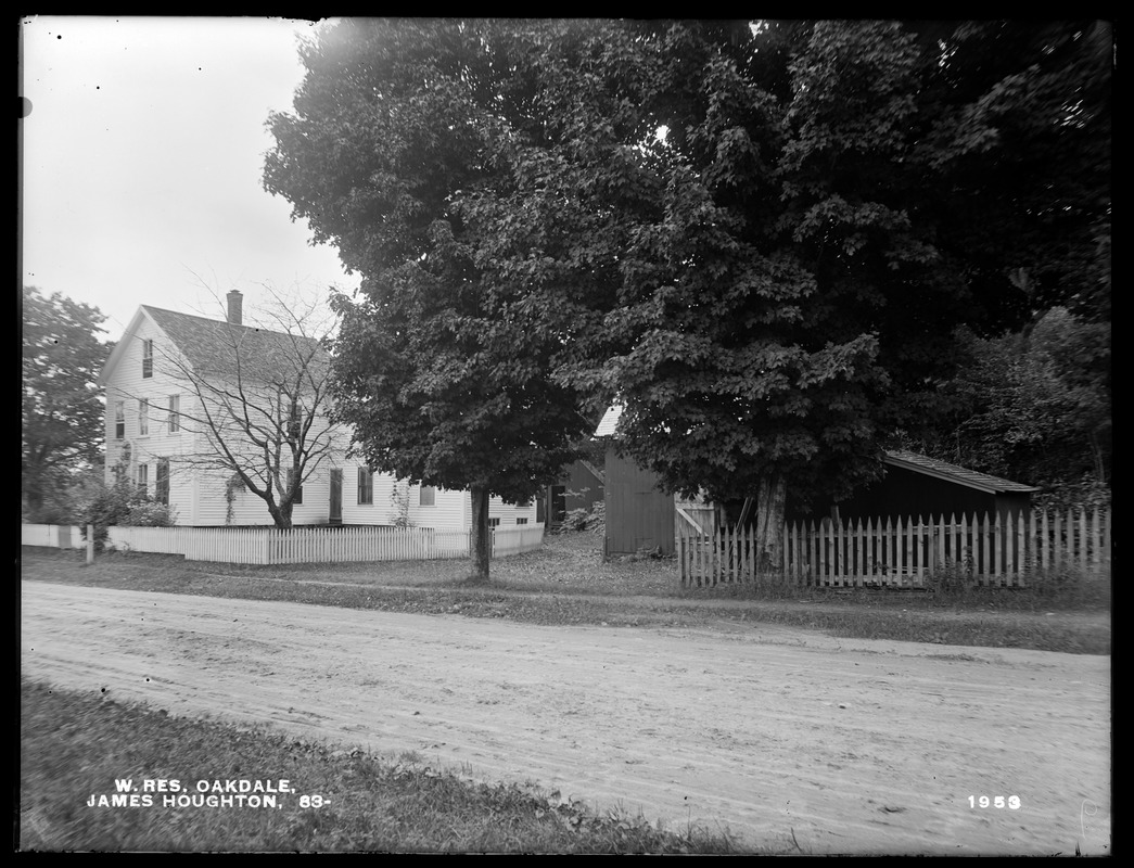 Wachusett Reservoir, James Houghton's buildings, on the southerly side of Holden Street, from the northwest, Oakdale, West Boylston, Mass., Aug. 12, 1898