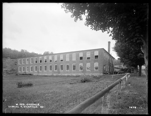 Wachusett Reservoir, Samuel R. Warfield's mill, on the southerly side of Holden Street, from the northeast, Oakdale, West Boylston, Mass., Aug. 12, 1898
