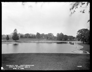 Sudbury Reservoir, Section A, Deerfoot Farm factory site, from the east in Burnett Road; taken from the top of repair wagon, Southborough, Mass., Aug. 17, 1898