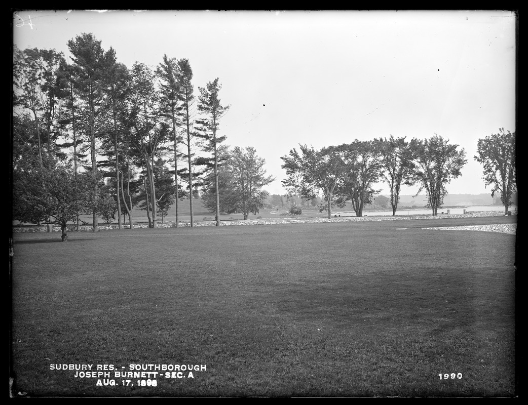 Sudbury Reservoir, Section A, land of Joseph Burnett, west of Burnett Road, southern part, from the west near house (compare with No. 1333), Southborough, Mass., Aug. 17, 1898