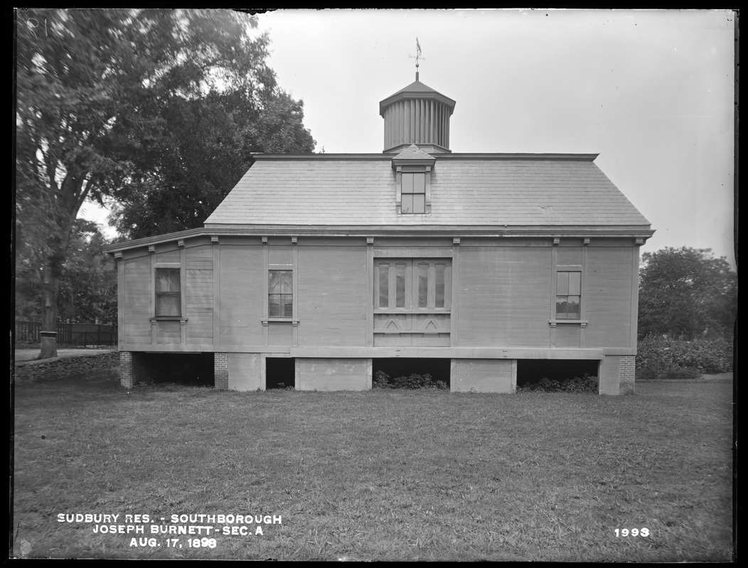 Sudbury Reservoir, Section A, south side of stable of Joseph Burnett, from the south (compare with No. 1384), Southborough, Mass., Aug. 17, 1898