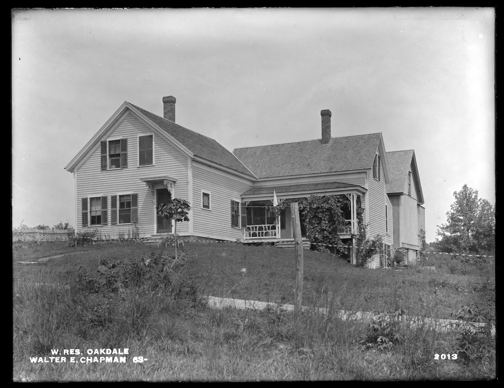 Wachusett Reservoir, Walter E. Chapman's buildings, on the northerly side of Laurel Street, from the southeast, Oakdale, West Boylston, Mass., Aug. 18, 1898