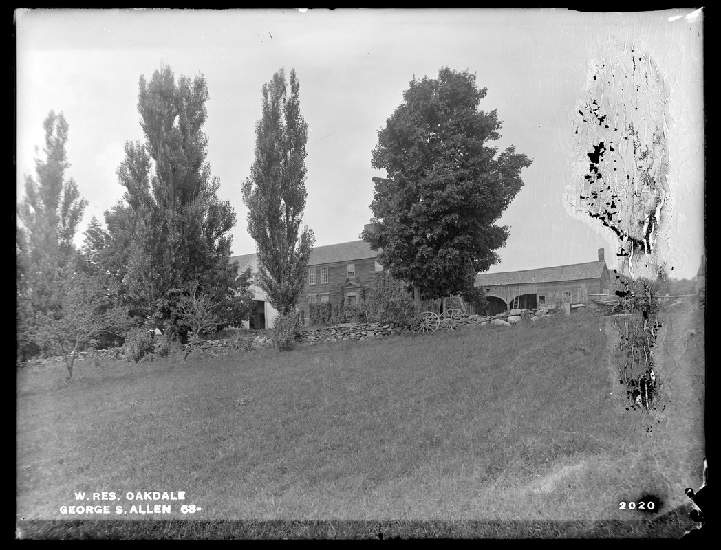 Wachusett Reservoir, George S. Allen's buildings, on the southeasterly corner of Laurel and Hosmer Streets, from the southeast, Oakdale, West Boylston, Mass., Aug. 18, 1898