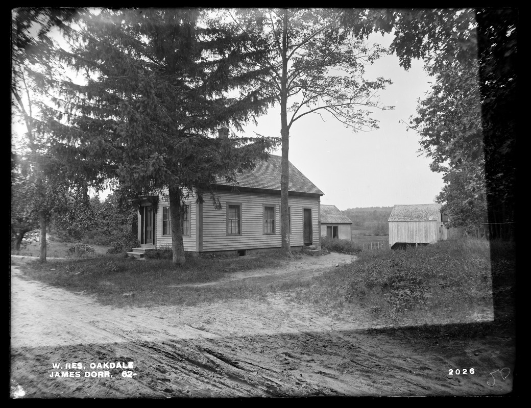 Wachusett Reservoir, James Dorr's buildings, on the easterly end of lot on the northerly side of Laurel Street, from the southeast, Oakdale, West Boylston, Mass., Aug. 18, 1898