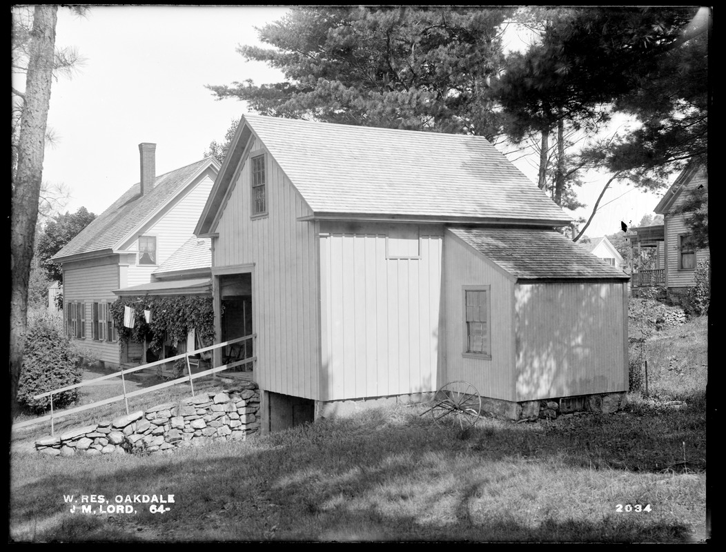 Wachusett Reservoir, J. M. Lord's buildings, on the easterly side of Waushaccum Street, from the south, Oakdale, West Boylston, Mass., Aug. 20, 1898