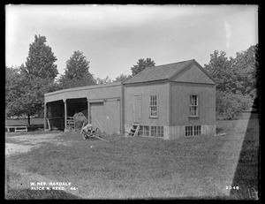 Wachusett Reservoir, Alice N. Reed's shed, on the easterly side of North Main Street, from the southeast, Oakdale, West Boylston, Mass., Aug. 20, 1898