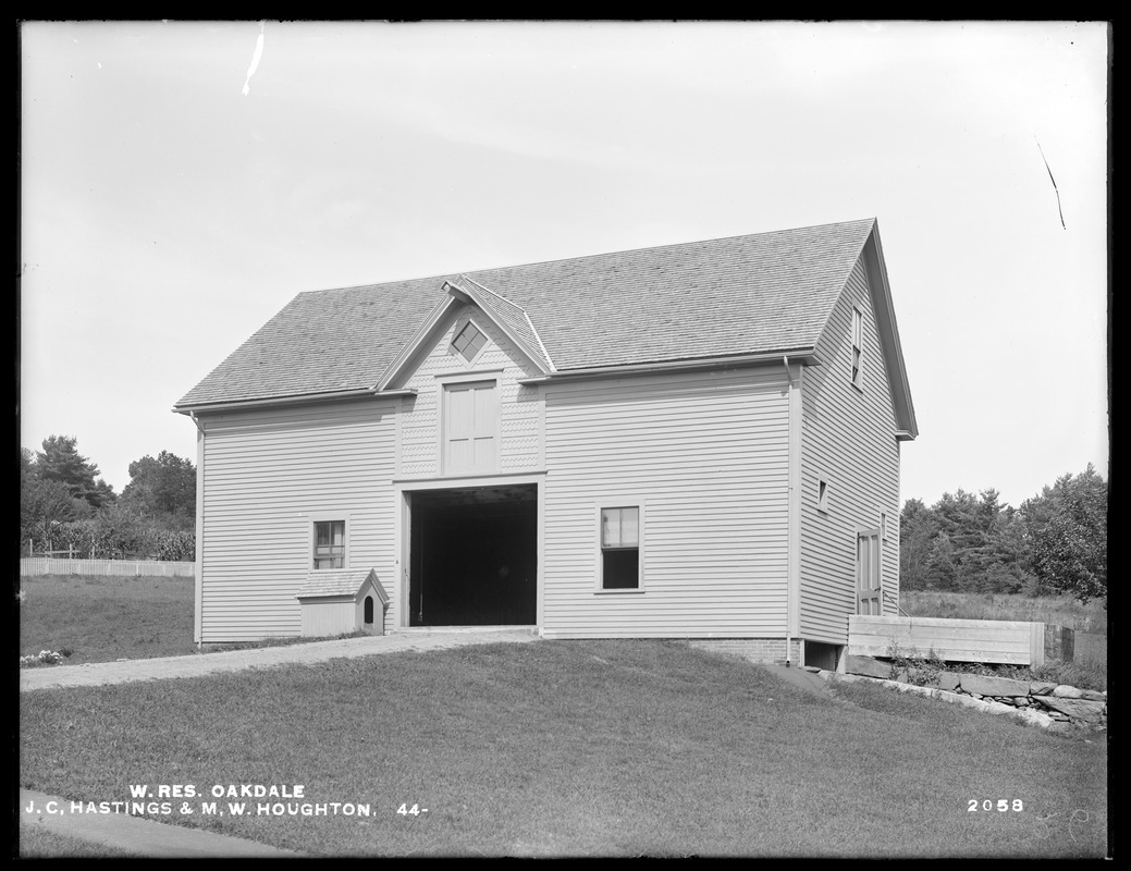 Wachusett Reservoir, John C. Hastings and Myron W. Houghton's barn, on the easterly side of North Main Street, from the southwest, Oakdale, West Boylston, Mass., Aug. 20, 1898