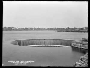 Sudbury Reservoir, Section A, Circular Dam at culvert on McQuarrie Road, from the south in road, Southborough, Mass., Sep. 19, 1898