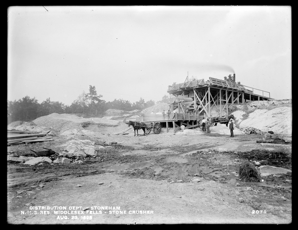 Distribution Department, Northern High Service Middlesex Fells Reservoir, stone crusher, Stoneham, Mass., Aug. 23, 1898