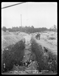 Distribution Department, Northern High Service Middlesex Fells Reservoir, trench for core wall, Dam No. 2, Stoneham, Mass., Aug. 23, 1898