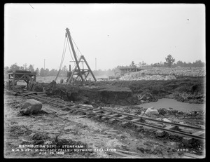 Distribution Department, Northern High Service Middlesex Fells Reservoir, Hayward excavator, Stoneham, Mass., Aug. 23, 1898