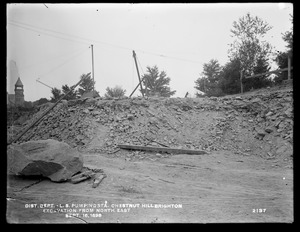Distribution Department, Chestnut Hill Low Service Pumping Station, excavation, from the northeast, Brighton, Mass., Sep. 16, 1898