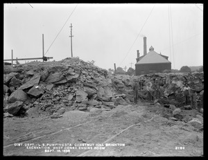 Distribution Department, Chestnut Hill Low Service Pumping Station, excavation, west corner of engine room, Brighton, Mass., Sep. 16, 1898