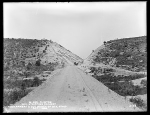 Wachusett Reservoir, soil stripping railway, cut at station 43+00; from the south on embankment, Clinton, Mass., Oct. 1, 1898