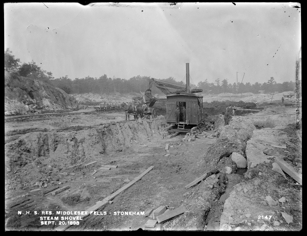 Distribution Department, Northern High Service Middlesex Fells Reservoir, steam shovel, Stoneham, Mass., Sep. 20, 1898