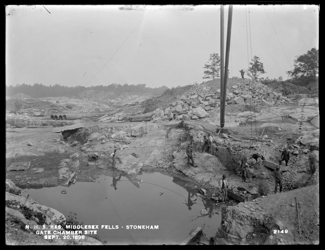 Distribution Department, Northern High Service Middlesex Fells Reservoir, site of gate chamber, Stoneham, Mass., Sep. 20, 1898