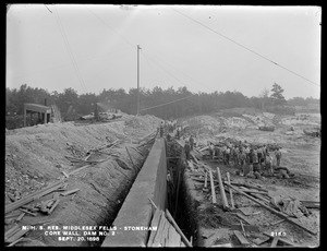 Distribution Department, Northern High Service Middlesex Fells Reservoir, core wall, Dam No. 2, Stoneham, Mass., Sep. 20, 1898