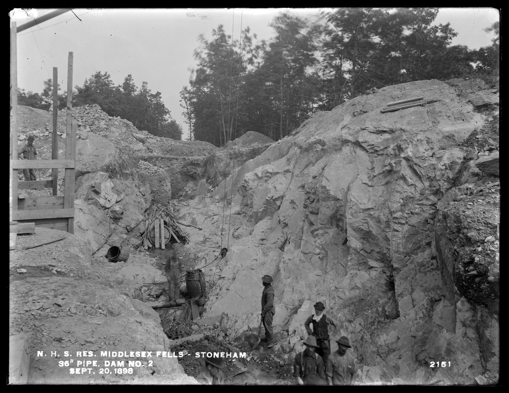 Distribution Department, Northern High Service Middlesex Fells Reservoir, 36-inch pipe at Dam No. 2, Stoneham, Mass., Sep. 20, 1898