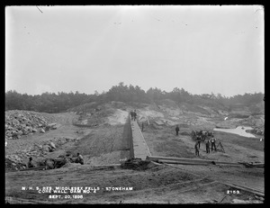 Distribution Department, Northern High Service Middlesex Fells Reservoir, core wall, Dam No. 4; and partially constructed embankment, Stoneham, Mass., Sep. 20, 1898